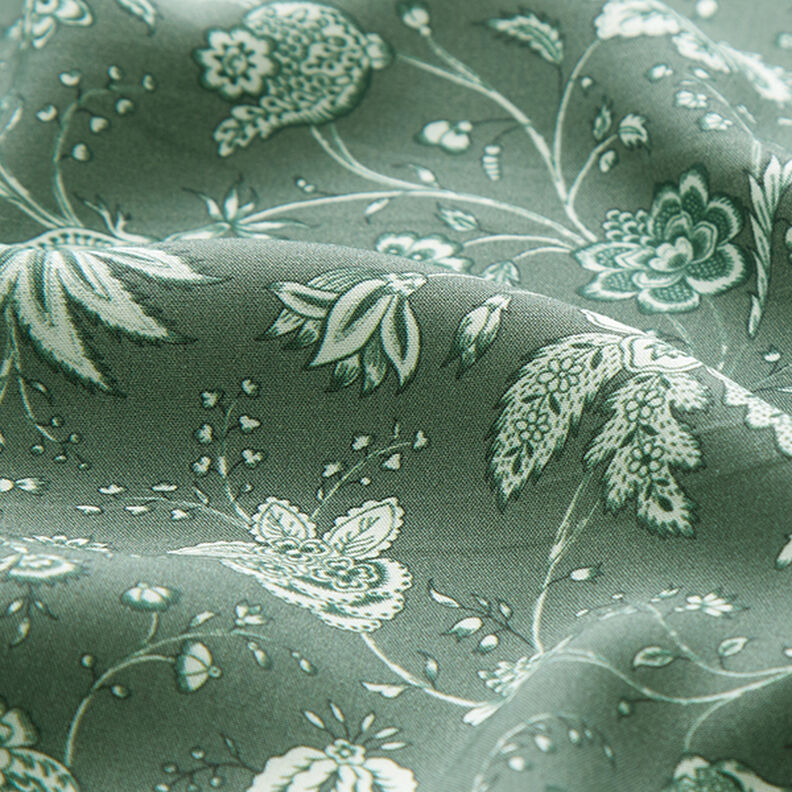 Art Nouveau flowers viscose fabric – dark pine,  image number 2