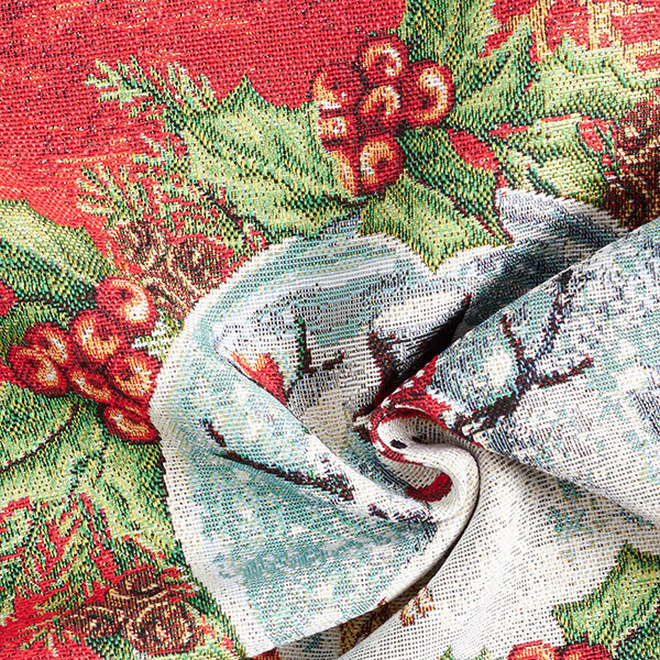 Decor Tapestry Fabric Snowman in Snow Globe – carmine,  image number 3