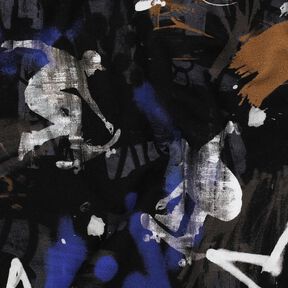 French Terry Skate graffiti Digital Print | Poppy Fabrics – black/indigo, 