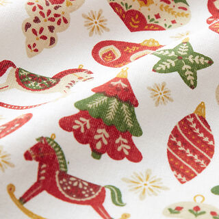 Cotton Cretonne Christmas Decorations – carmine/white, 