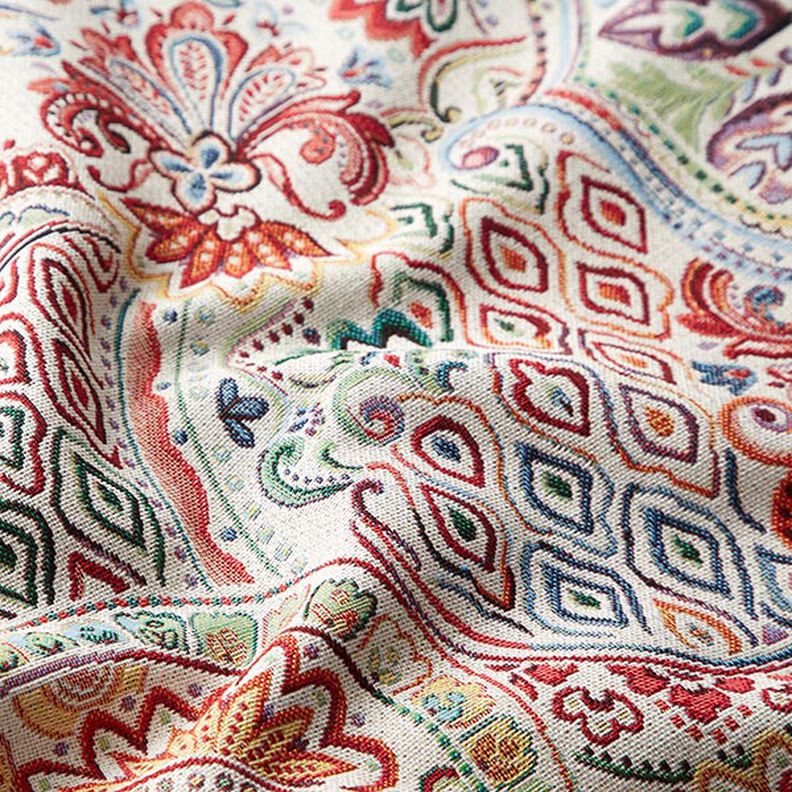 Decor Fabric Tapestry Fabric Colourful Paisley – offwhite,  image number 2