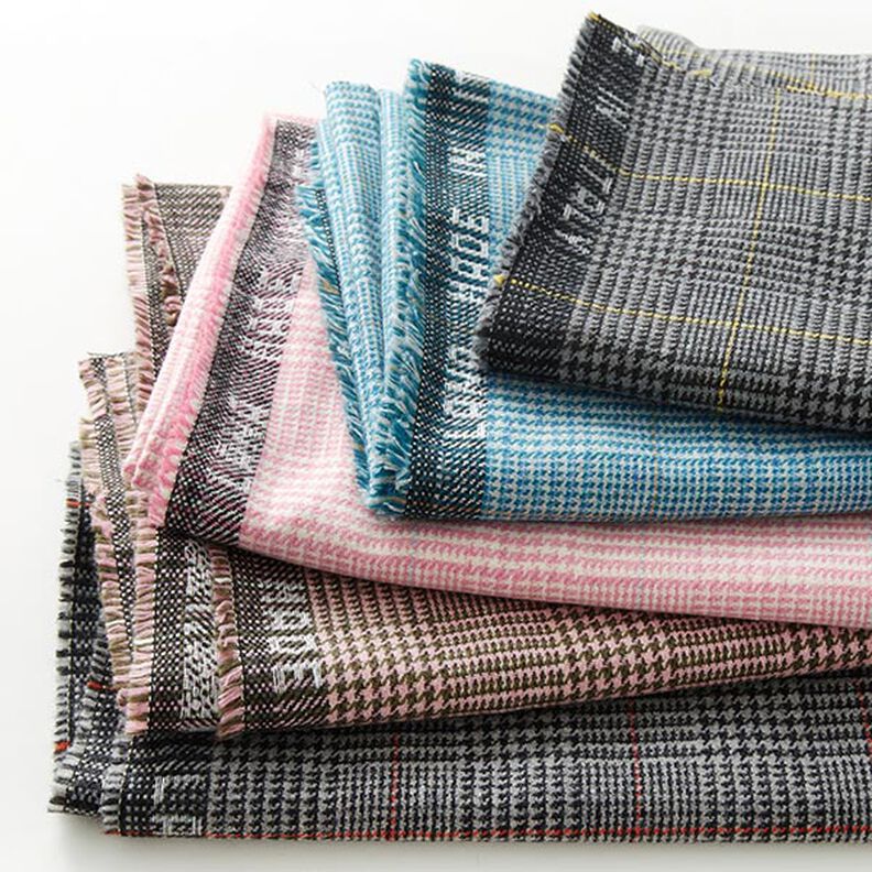 Glen Plaid Wool Fabric – dark grey/yellow,  image number 7