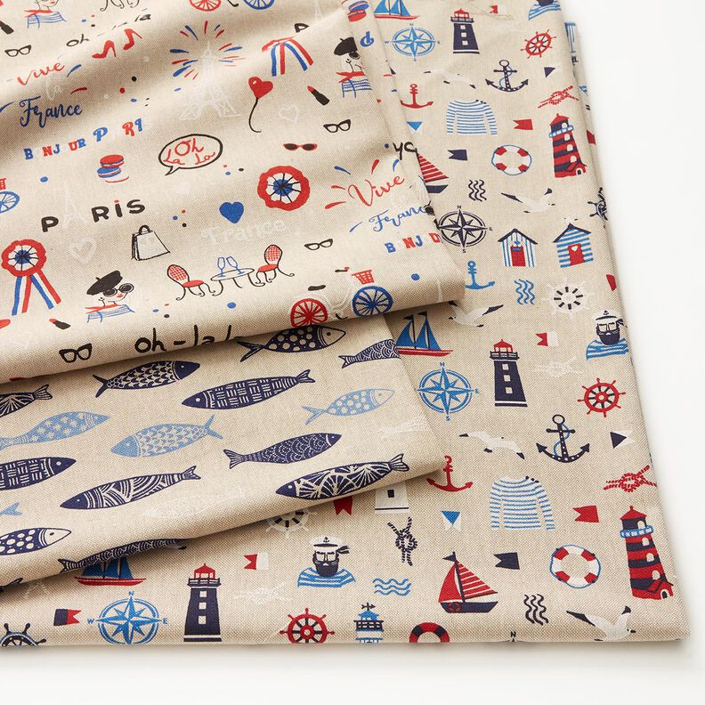 Decor Fabric Half Panama maritime classics – natural/navy blue,  image number 5