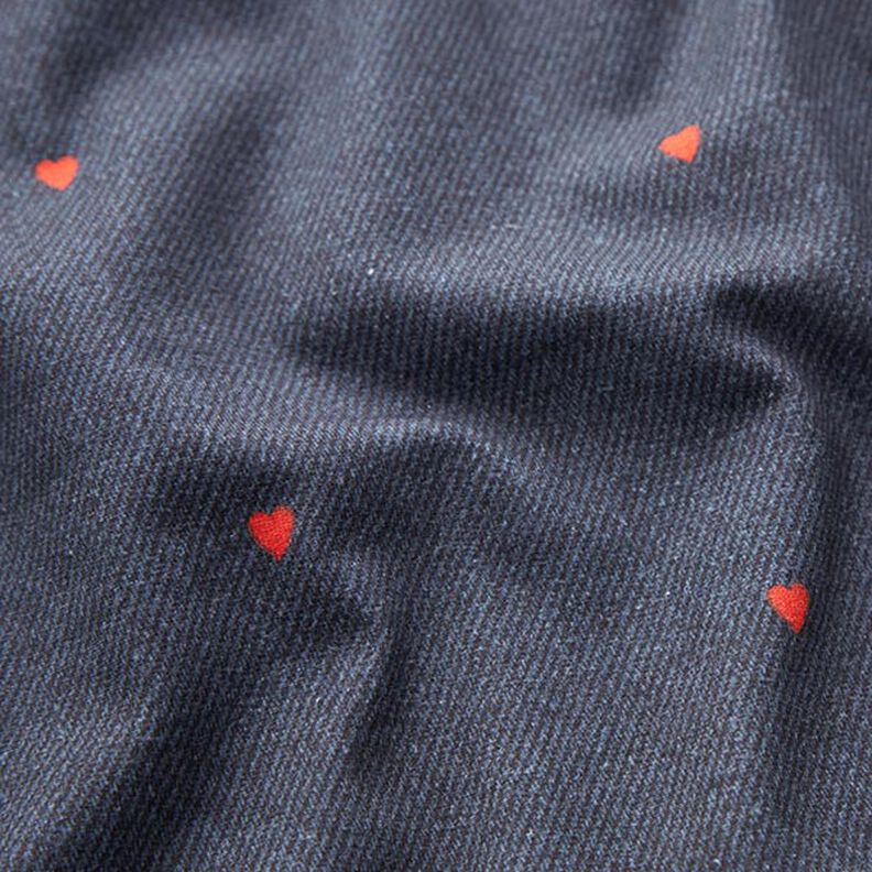 Cotton Jersey Jeans look hearts Digital Print – blue grey/fire red, image number 2
