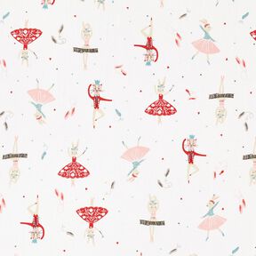 Cotton Cretonne dancing animals – white/red, 
