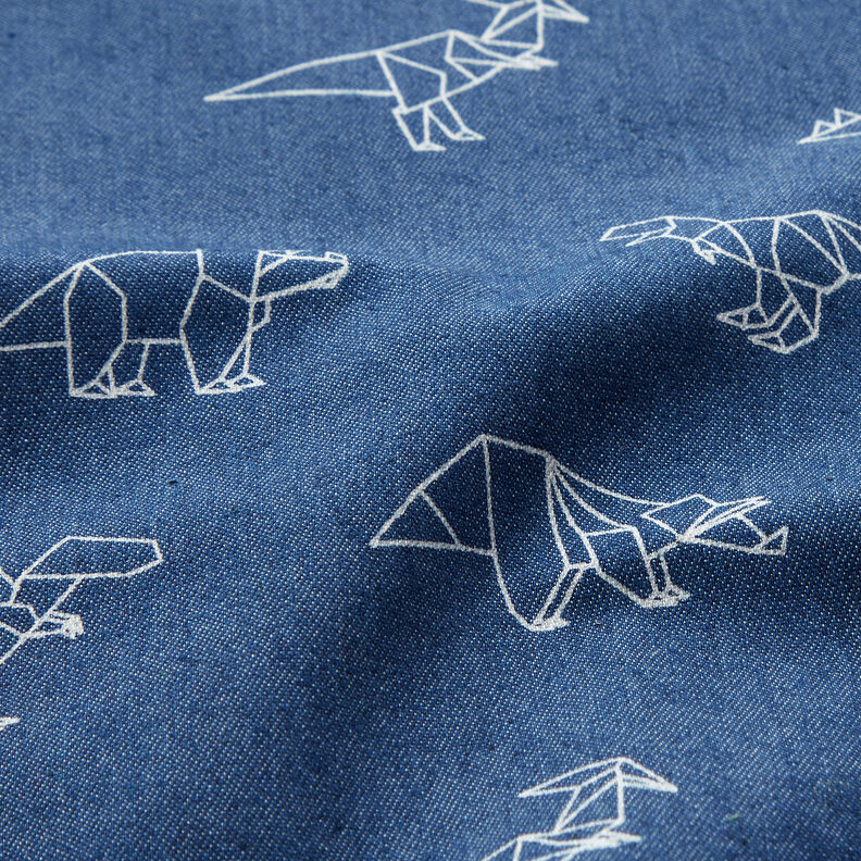 Stretch Denim Origami dinosaurs – denim blue,  image number 2