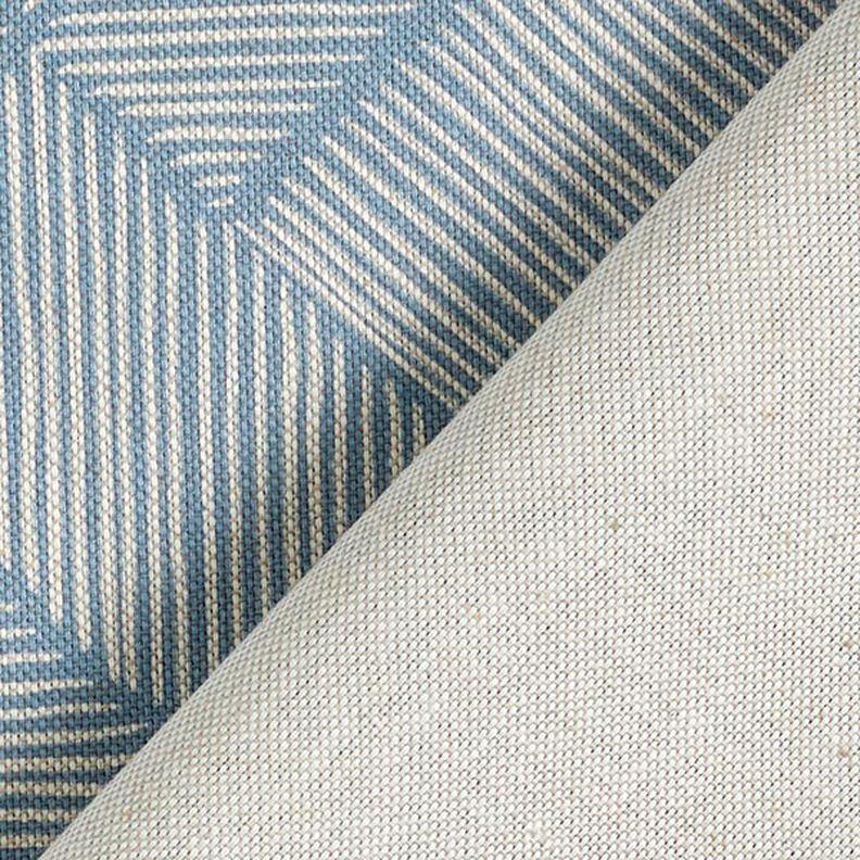 Decor Fabric Half Panama Line Patchwork – steel blue/natural,  image number 4