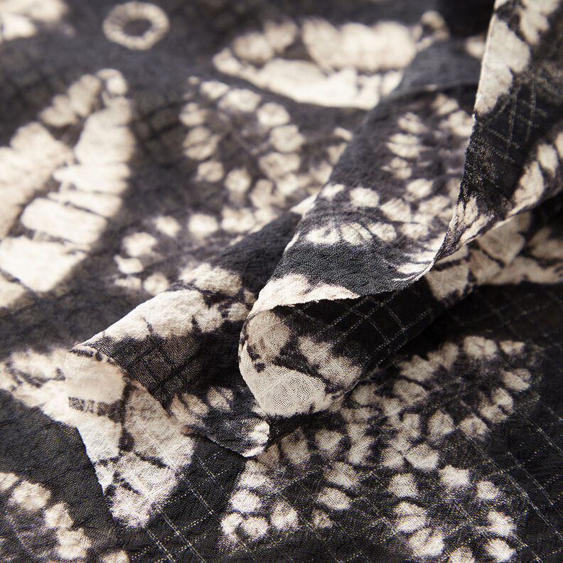 Crêpe Chiffon Leaf Print – black/beige,  image number 3