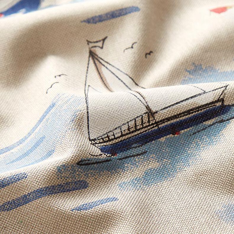 Decor Fabric Half Panama Boats – blue/red,  image number 2