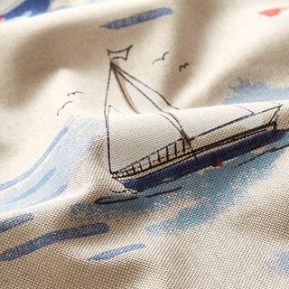 Decor Fabric Half Panama Boats – blue/red, 