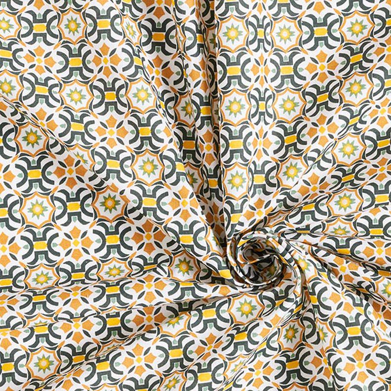 Cotton Cretonne Tile Print – fir green/curry yellow,  image number 3