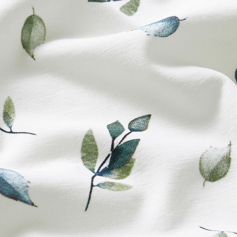 Cotton Jersey leafy branches Digital Print – ivory,  image number 2