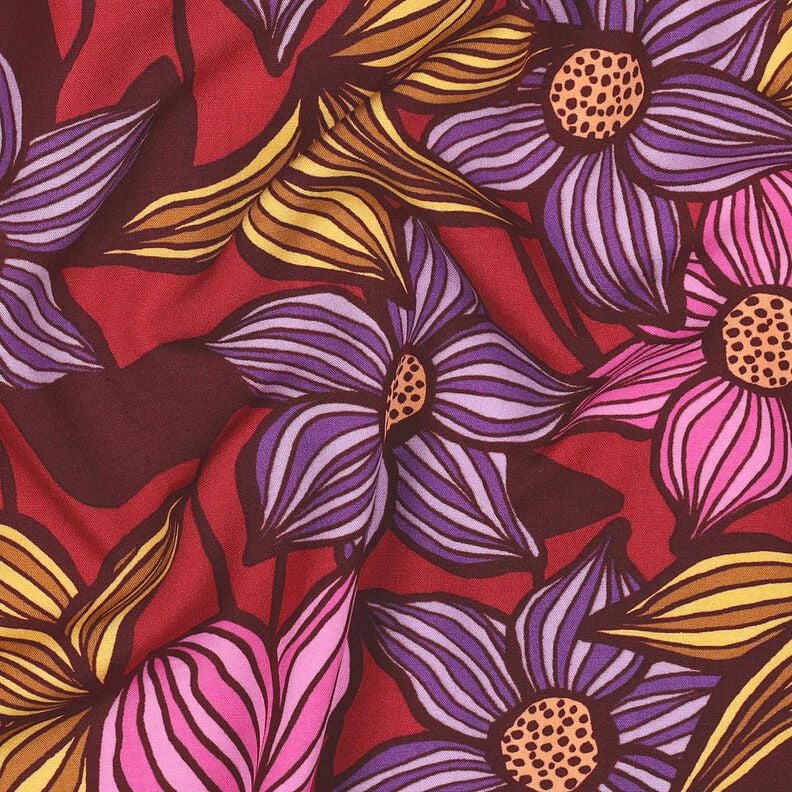 LENZING™ EcoVero™ viscose fabric Flowers | Poppy Fabrics – merlot/apricot,  image number 2