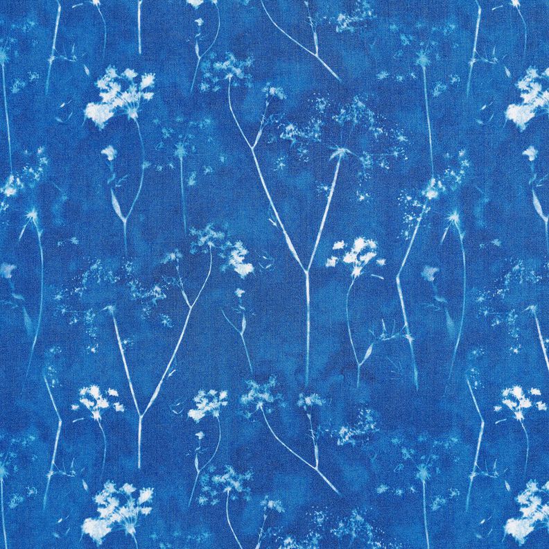 viscose fabric dandelions – royal blue/white,  image number 1