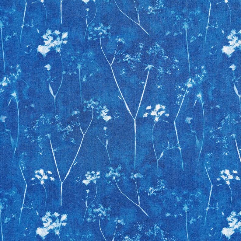 viscose fabric dandelions – royal blue/white, image number 1
