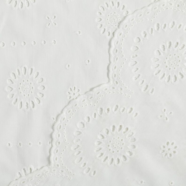 Flowers broderie anglaise cotton fabric – white,  image number 4