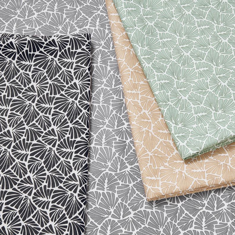 Coated Cotton abstract mini leaves – grey/white, image number 6