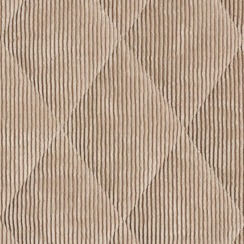 Quilted Fabric Corduroy with fur backing diamonds – taupe,  image number 1