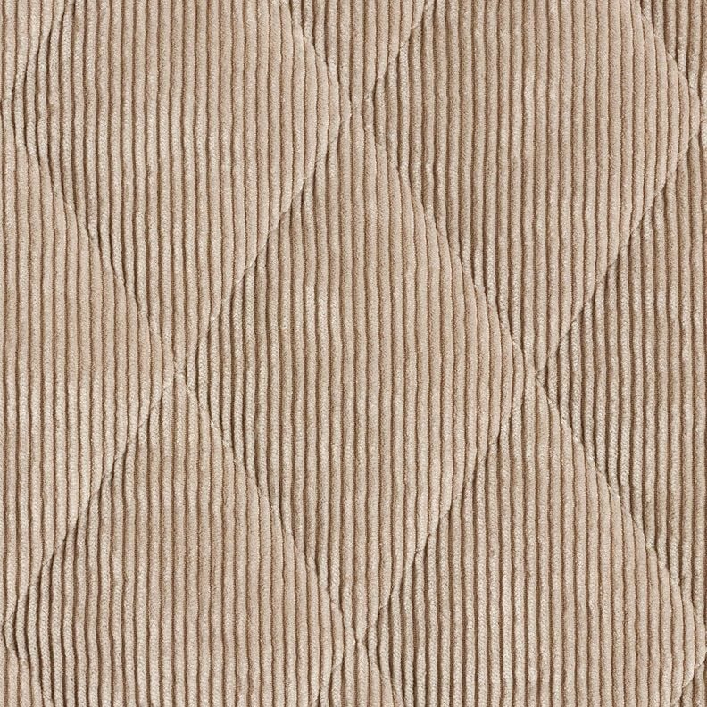 Quilted Fabric Corduroy with fur backing diamonds – taupe, image number 1