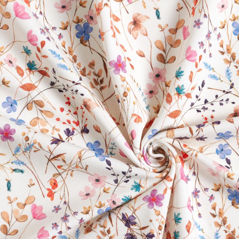GOTS French Terry Sea of dried flowers Digital Print – ivory, image number 3