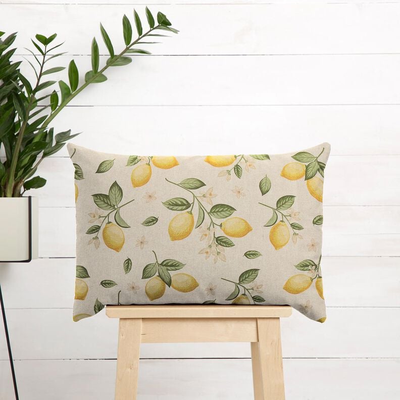 Decor Fabric Half Panama Little lemon tree – natural/yellow,  image number 7