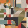 Decor Linen Retro Pattern with Golden Accents – natural/olive,  thumbnail number 1