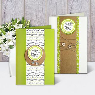 Wedding Menu Sticker Set Ø 4.8cm [ 24 pieces ] – offwhite/green, 