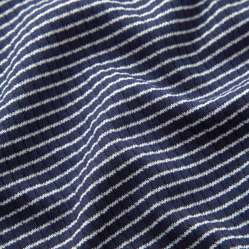 Ribbed Jersey Mini stripes – navy blue/white,  image number 2