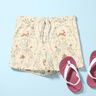 Double Gauze/Muslin Bird and rabbit in a flower garden – offwhite,  thumbnail number 6