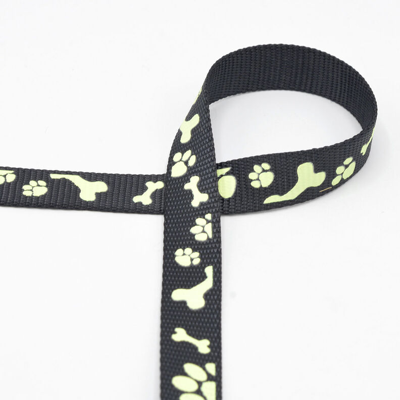 Reflective woven tape Dog leash [20 mm]  – black,  image number 2