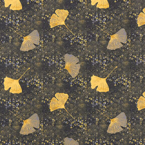 Cotton Cretonne Ginkgo – mustard | Remnant 70cm, 
