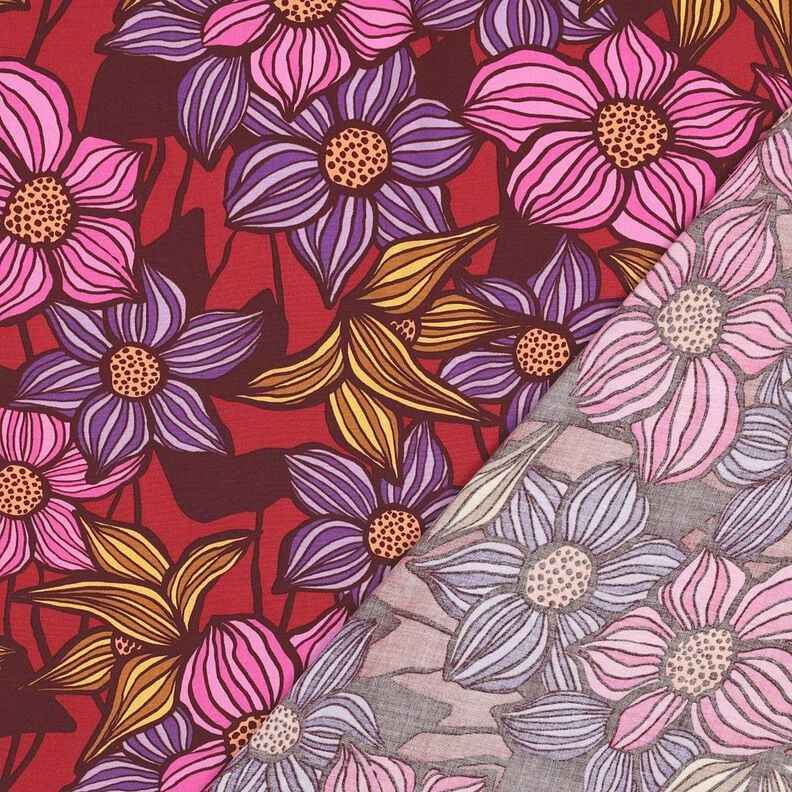 LENZING™ EcoVero™ viscose fabric Flowers | Poppy Fabrics – merlot/apricot,  image number 4