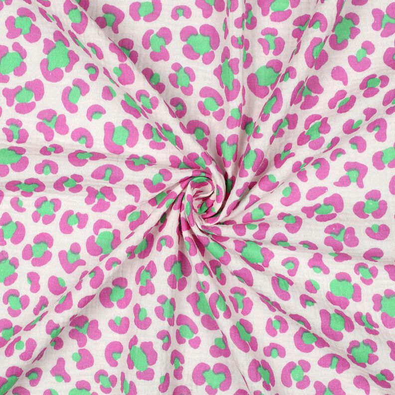 Double Gauze/Muslin colorful leopard print | Poppy Fabrics – ivory/light green,  image number 3