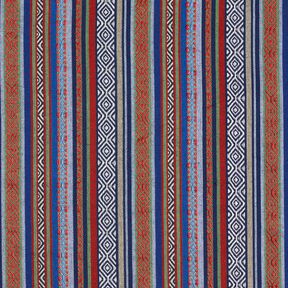 Decor Fabric Jacquard abstract stripes – navy blue/carmine, 