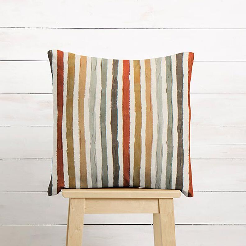 Decor Fabric Half Panama painted stripes – natural/brown,  image number 8