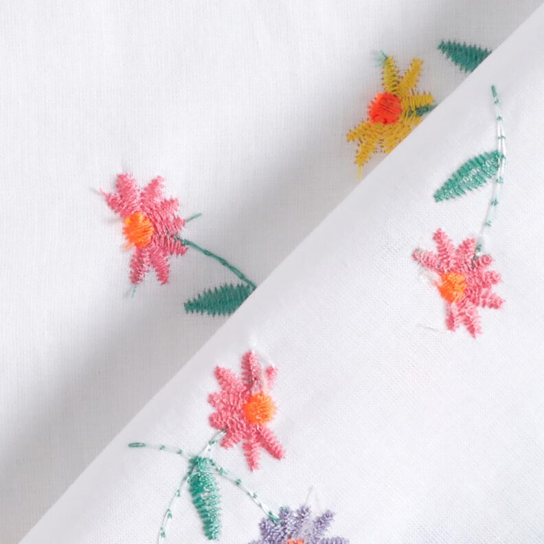 Fine Cotton Batiste embroidered flowers | Poppy Fabrics – white/neon orange,  image number 4