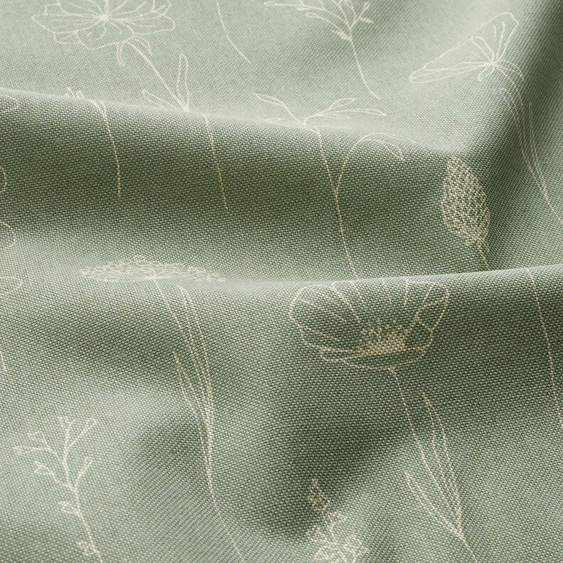 Decor Fabric Half Panama Delicate Flowers – reed,  image number 2