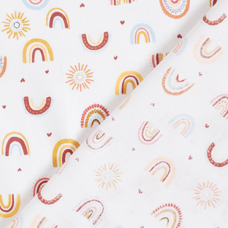 Cotton Cretonne little rainbows – white/mustard,  image number 4