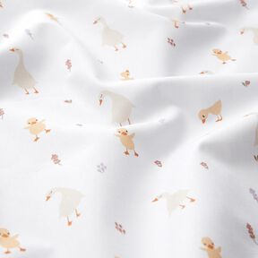 GOTS Cotton Poplin cute geese and chicks | Poppy Fabrics – white, 