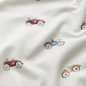 GOTS Cotton Jersey Retro toy cars Digital Print – ivory, 