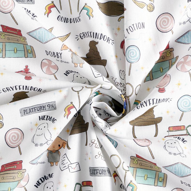 Cotton Poplin sweet Harry Potter world Licensed Fabric – white,  image number 3