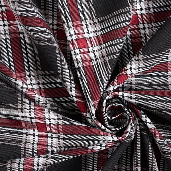 Tartan Cotton Flannel – black/dark red,  image number 3