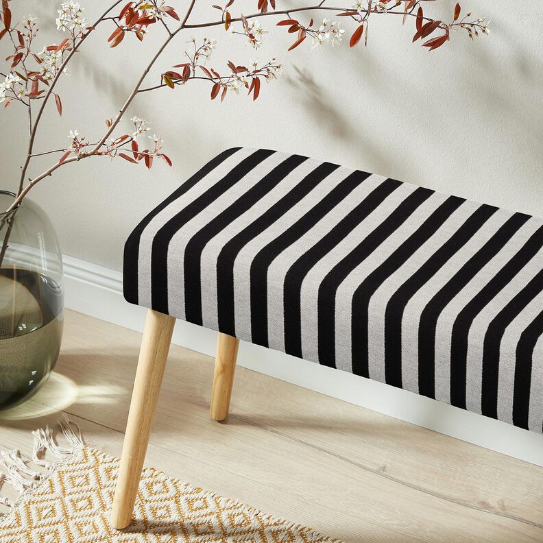 Decor Fabric Jacquard broad stripes – ivory/black,  image number 6