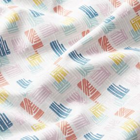 Cotton Cretonne hatched shapes – silver grey/pastel violet, 