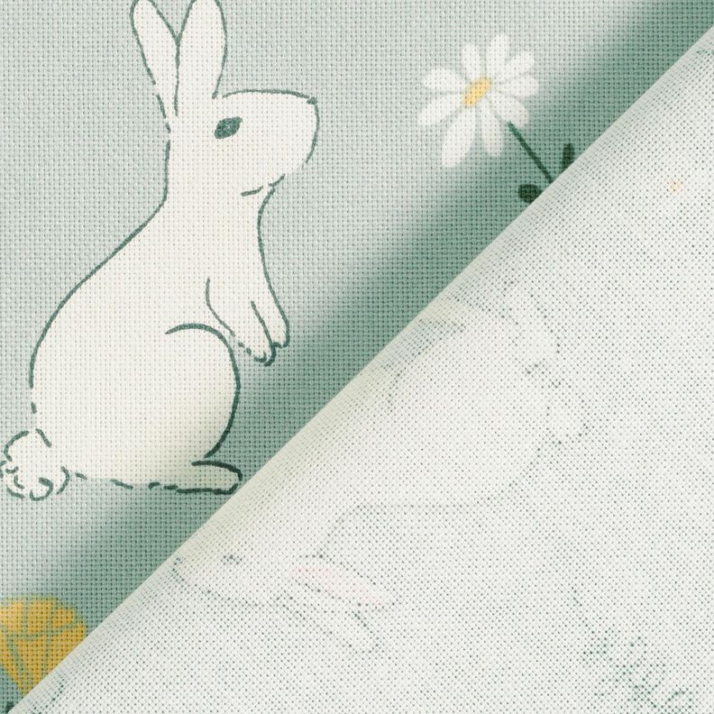 Decor Fabric Half Panama little bunnies – pale mint,  image number 4