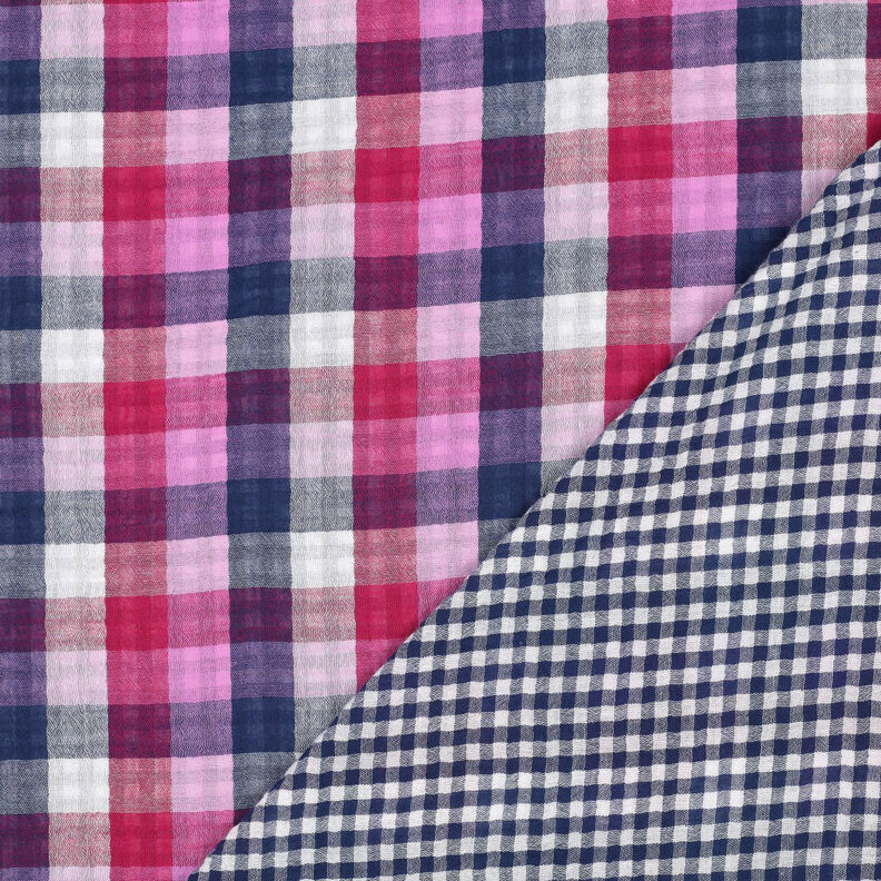 Double Gauze/Muslin checked Doubleface | Poppy Fabrics – lilac/navy blue, image number 4