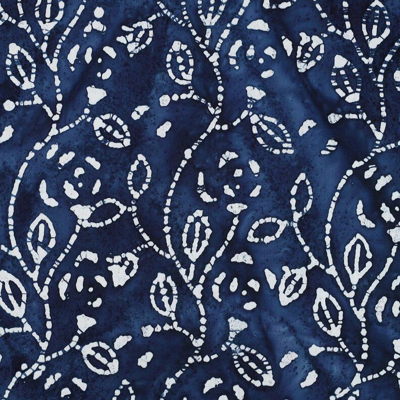 viscose voile batik leafy branches – indigo/white,  image number 1