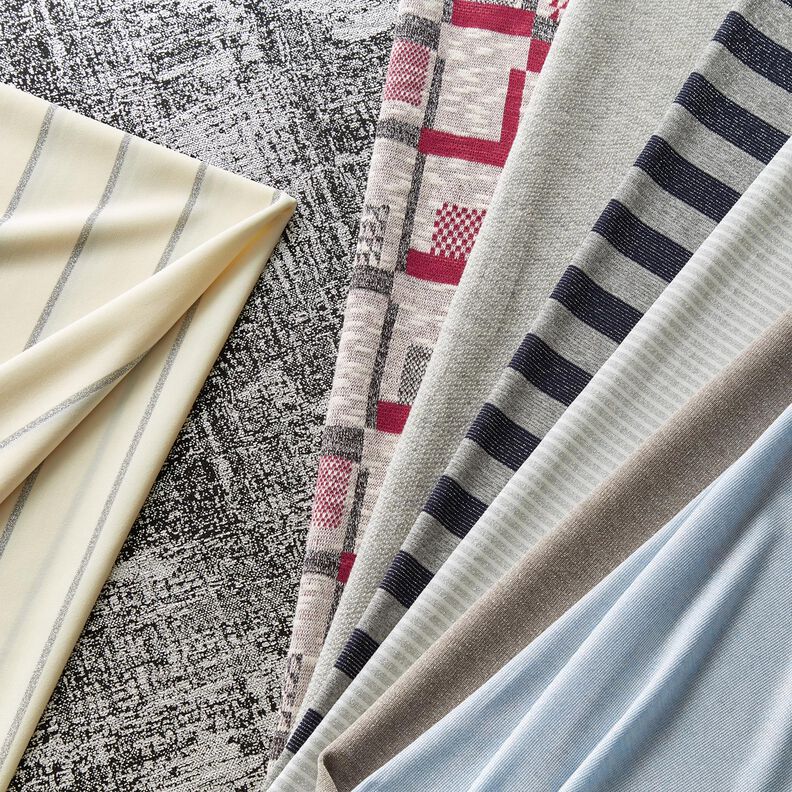 Jersey glitter horizontal stripes – light grey/navy blue,  image number 6