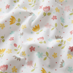 Cotton Poplin Flower meadow and dots – white, 