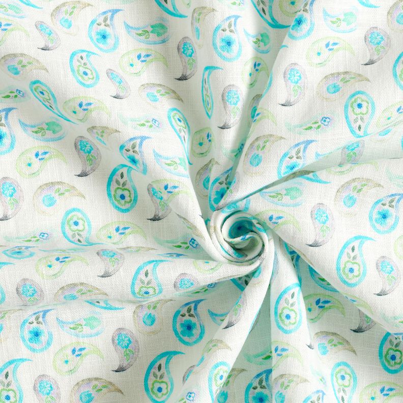 Paisley linen blend – ivory/light turquoise,  image number 3